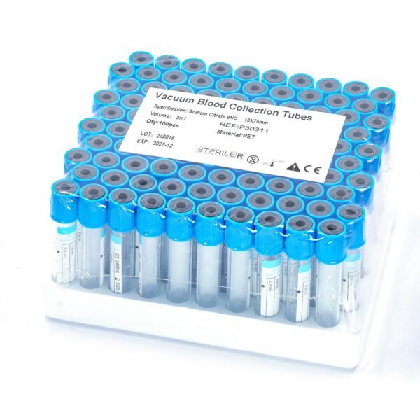 Blood Collection Tubes Lab Vacuum Blood Collecting Tube for Pet Animals Veterinary Lab Supplies 100 Pcs Wrap Packaging (PT Tube, 3ml